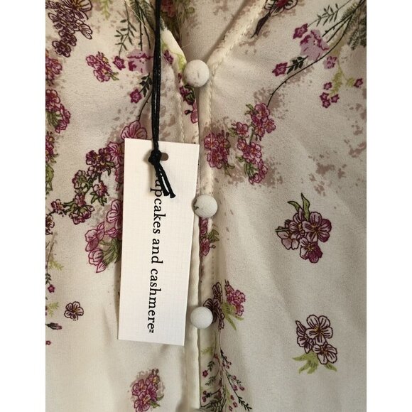 NWT Cupcakes And Cashmere Floral Print Blouse Womens L Cottagecore Bloomcore - Picture 4 of 8